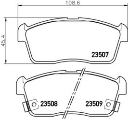 Дисковые тормозные колодки передние NISSHINBO NP1023 для Subaru Justy, Toyota Passo (1 шт.)