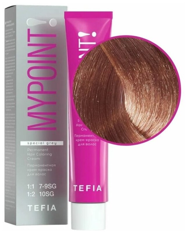 Tefia Mypoint Color перманентная крем-краска для волос,9.80 очень светлый блондин коричневый для седых волос, 60мл