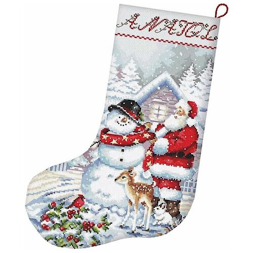 набор для вышивания letistitch cozy christmas stocking 24 5x37 см Набор для вышивания Letistitch Snowman and Santa Stocking, 24,5x37 см