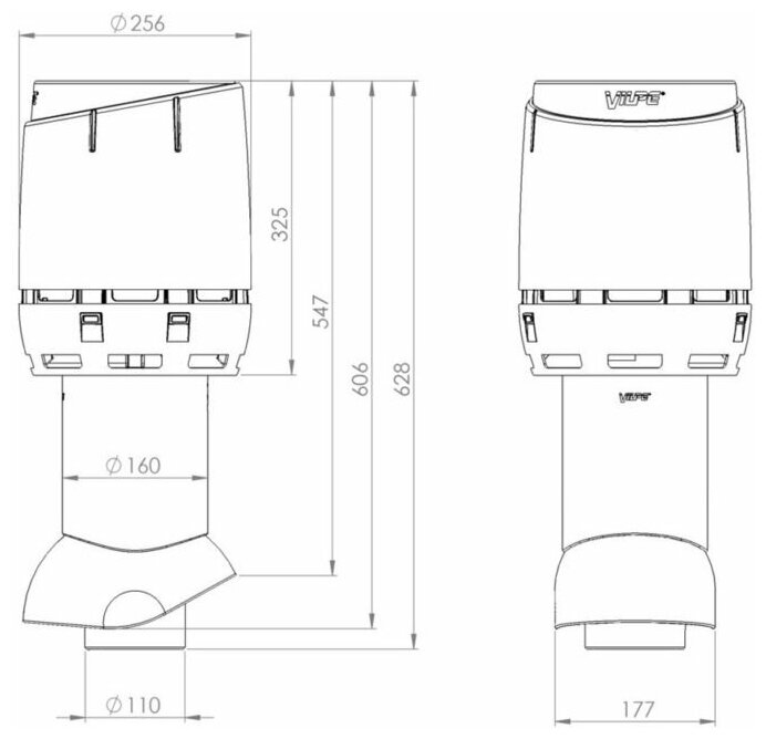 Комплект вентиляционного выхода Vilpe 110P/из/350 FLOW для мягкой и фальцевой кровли Коричневый - фотография № 4