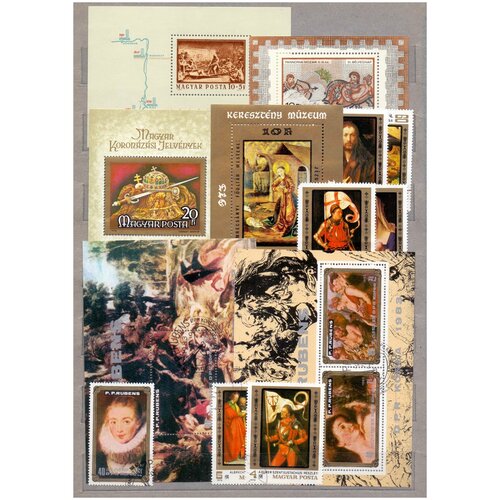 Почтовые марки Венгрии и Кореи. 1975-1990 годы. Искусство. Полные серии. Чистые. 7 марок + 6 блоков.