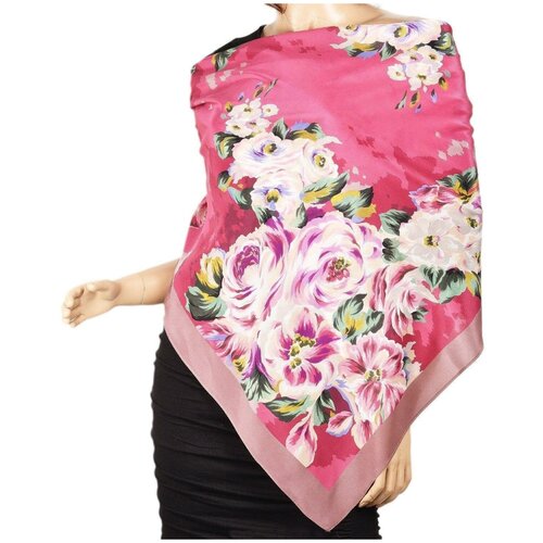 фото Платок русь великая,89х89 см, фуксия, розовый