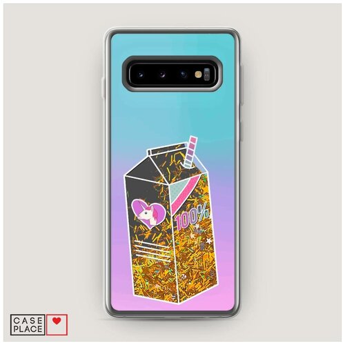 фото Чехол жидкий с блестками samsung galaxy s10 100% unicorn milk case place