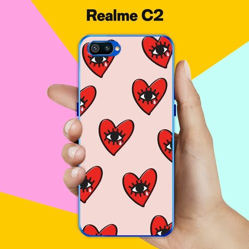 Силиконовый чехол на realme C2 Сердца / для Реалми Ц2 силиконовый чехол розы на белом на realme c2 реалми с2