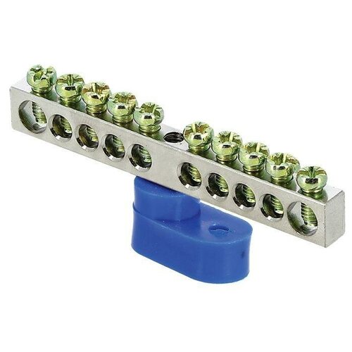 фото Шина нулевая n 6х9 10 отвер. никель син. угловой изолятор proxima ekf sn1-63-10-1