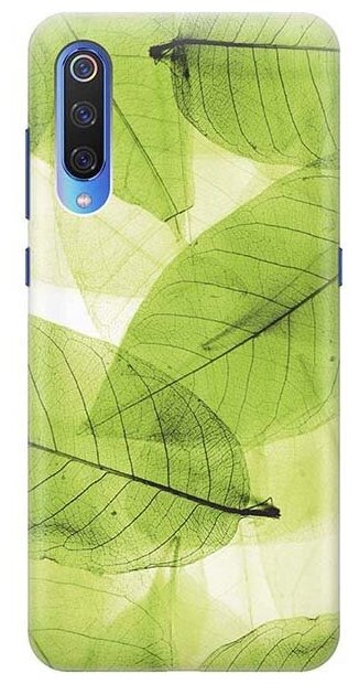Ультратонкий силиконовый чехол-накладка для Xiaomi Mi 9 с принтом "Зеленые листья"
