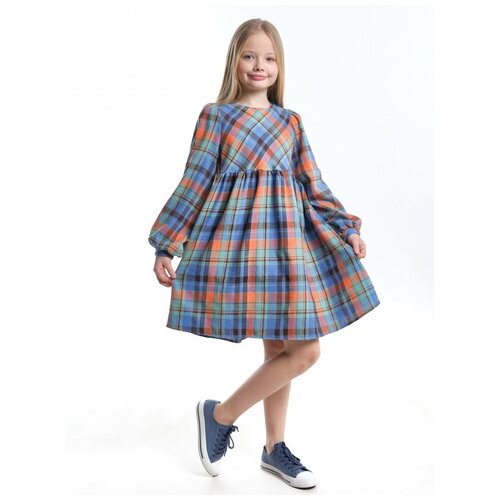 Платье для девочек Mini Maxi, модель 7787, цвет голубой/коралловый, размер 122