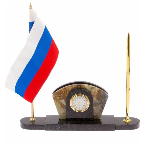 Визитница с часами и флагом России камень офиокальцит 125222 визитница с часами и флагом россии камень офиокальцит 125222