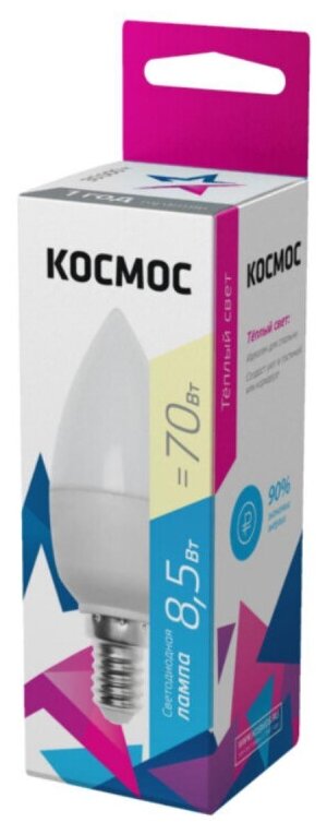 Лампа светодиодная космос LkecLED8.5wCNE1430 CN 8.5W 220V E14 3000K