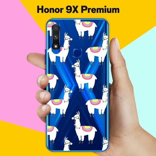 Силиконовый чехол Белые ламы на Honor 9X Premium