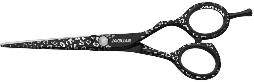 Парикмахерские ножницы JAGUAR Silver Line WILD TEMPTATION прямые эргономичные 5.5", черные с рисунком 9255-8