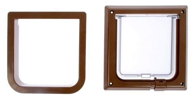 Дверца для животных «барсик», итальянский орех, проём 145*145 мм, толщина двери 36-42 мм - фотография № 6