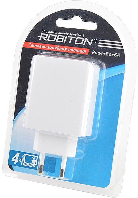 Robiton Зарядное устройство для телефонов Robiton PowerBox 6A 4xUSB White (PowerBox6A)