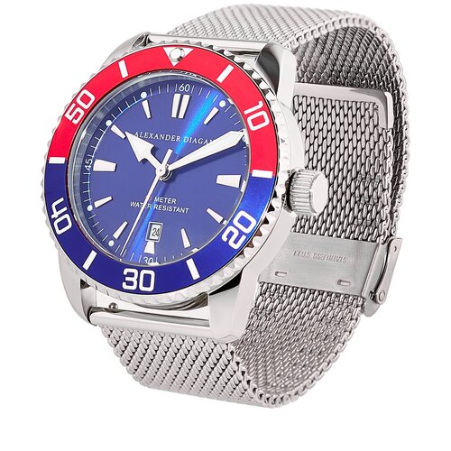 Наручные часы Alexander Diagan, синий, красный наручные часы кварцевые alexander diagan для мужчин