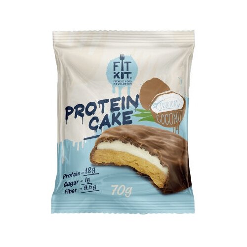 FitKit Protein cake 70 g, (тропический кокос) печенье fitkit капучино протеиновое 50 г