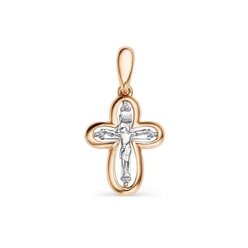 Алькор Крестик из красного золота с бриллиантом 33936-100