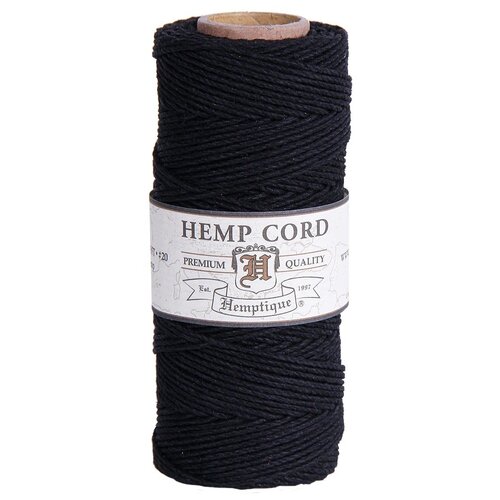 Hemptique Шнур из пеньки HS20CO, 1 мм5 м, черный hemptique шнур из пеньки hs20co 1 мм5 м navy