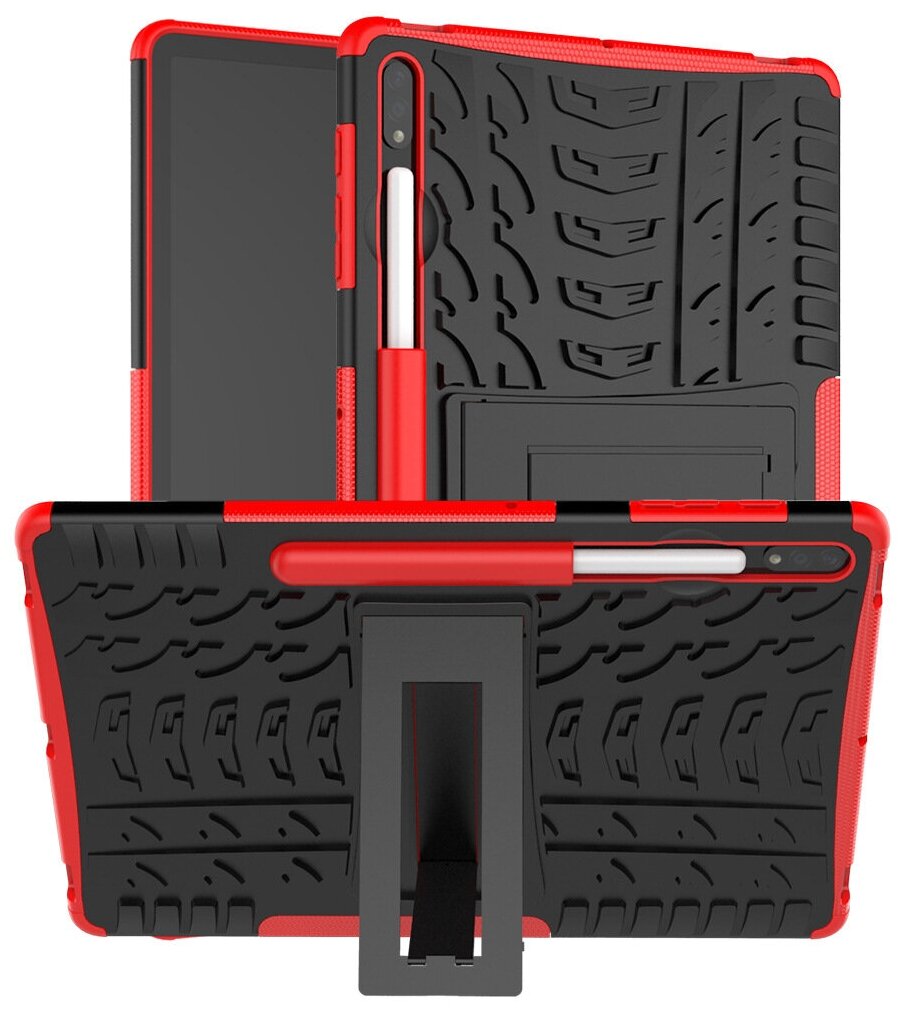Противоударный усиленный ударопрочный чехол-бампер-пенал MyPads для Samsung Galaxy Tab S7 plus 12.4 SM-T970 / T975 (2020) красный