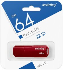 Флэш USB 64Gb Smart Buy Clue Burgundy с колпачком SMARTBUY 107403 | цена за 1 шт