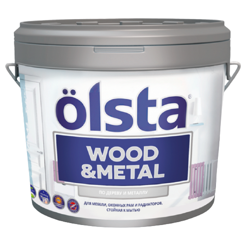 Краска акриловая Olsta Wood & Metal полуматовая бесцветный 0.9 л 1.23 кг грунт для деревянных поверхностей olsta wood primer 5л