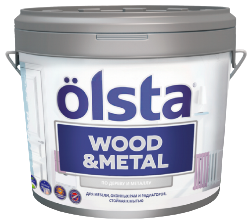 Краска акриловая Olsta Wood & Metal полуматовая белый 0.9 л 1.22 кг