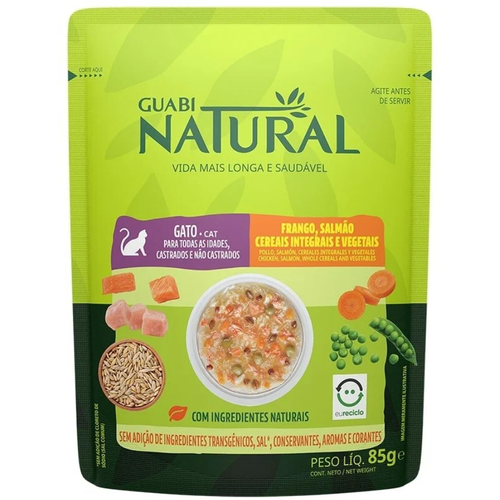 Guabi Natural влажный корм для кошек, курица, лосось, цельнозерновые злаки и овощи (18шт в уп) 85 гр