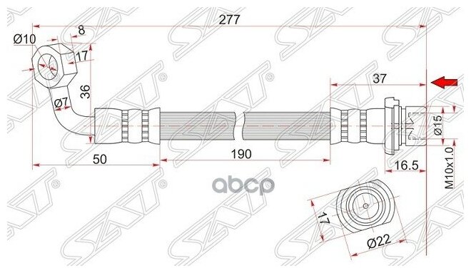 Шланг Тормозной Задний (Таиланд) Toyota 4runner/Fj Cruiser/Hilux Surf/Land Cruiser Prado/Lexus Gx470 Sat арт. ST-90947-02F23