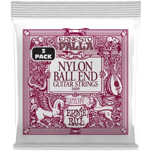 струны для укулеле ernie ball 2329 ball end nylon 28 41 ERNIE BALL 3409 Ernesto Palla Black and Gold Ball End Nylon 3 Pack - Струны для акустической гитары Эрни Болл