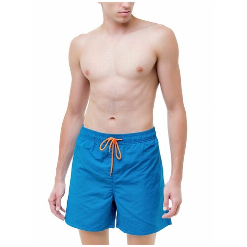 фото Плавательные шорты мужские однотонные , шорты с сеткой внутри, голубой цвет, размер m anymalls