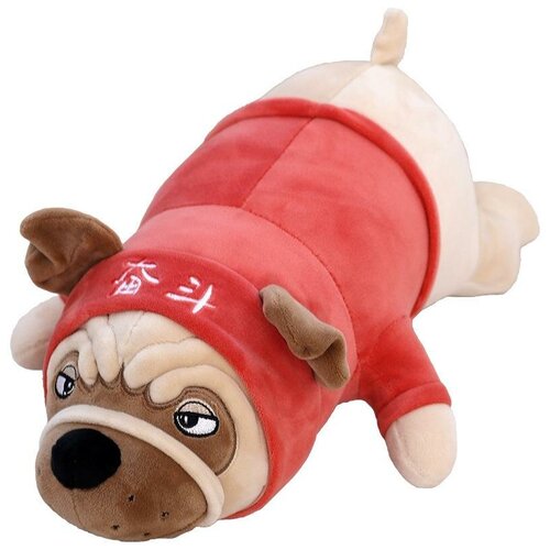 Мягкая игрушка Мопс батон , игрушка-подушка, Мопс 50 см, красный мягкая игрушка подушка мопс длина 85 см собака мопс батон