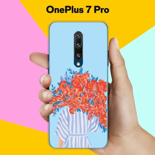 Силиконовый чехол на OnePlus 7 Pro Красные цветы / для ВанПлас 7 Про силиконовый чехол на oneplus 7 pro цветы красные для ванплас 7 про