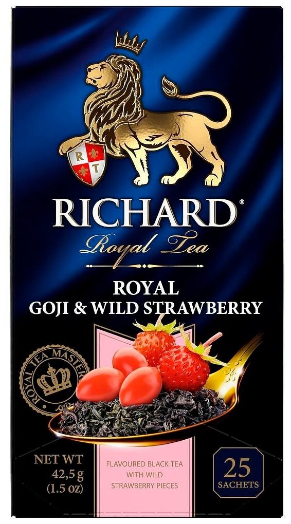 Упаковка 12 штук Чай Richard Royal Goji&Wild Strawberry (1,7г х 25)(300 пакетиков с ярл. в конверте)
