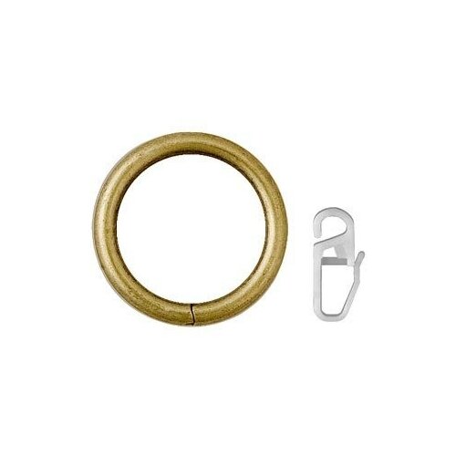 Кольцо с крючком для карниза d16/19 мм, 10 штук, цвет Антик, бесшумные