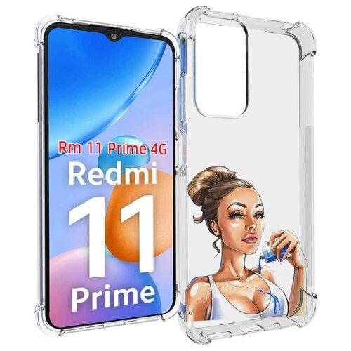 Чехол MyPads девушка-пролила-краску женский для Xiaomi Redmi 11 Prime 4G задняя-панель-накладка-бампер