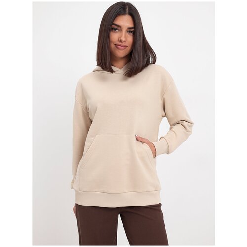 фото Худи женское katharina kross kk-hk-003k-св.бежевый, прямой силуэт / сlassic fit, цвет бежевый, размер 52-54 (xl)