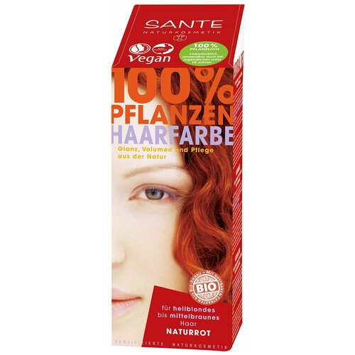 Sante Naturkosmetik Натуральная краска 100% Pflanzen Haarfarbe Naturrot, красный