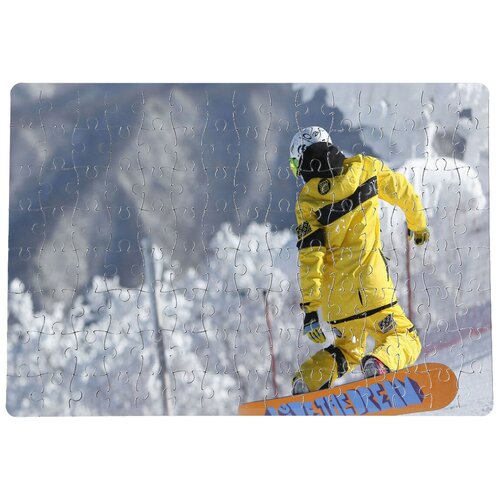 фото Пазлы coolpodarok сноуборд сноубордист желтый костюм 20х29см 120 элемента