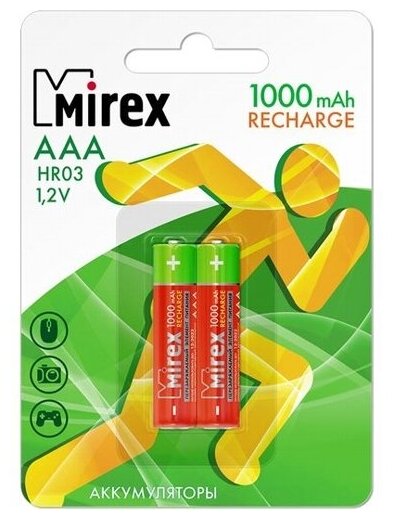 Аккумулятор ААА Mirex HR03 1000мА/ч Ni-Mh в блистере 2шт.