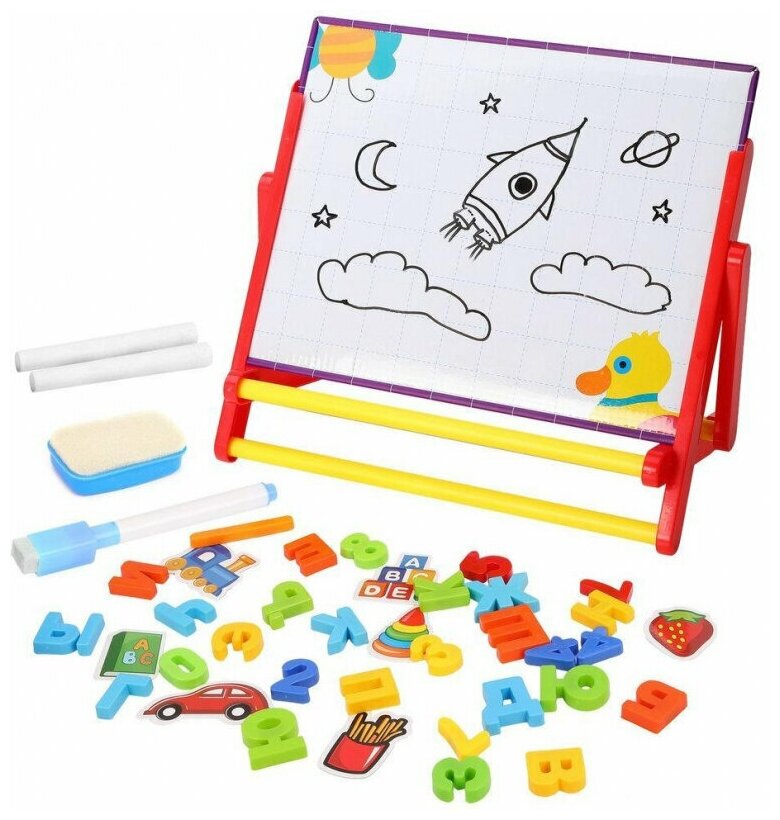Книга Доска двусторонняя с набором магнитных букв и цифр On Time - фото №6