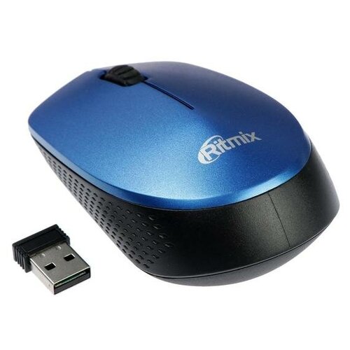 Мышь Ritmix RMW-502 беспроводная оптическая 1200 dpi 2xAAAне в компл USB синяя 67100₽