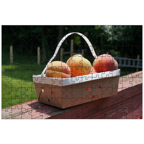 фото Магнитный пазл 27x18см."персик, фрукты, корзина" на холодильник lotsprints