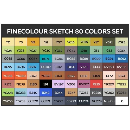 FINECOLOUR набор маркеров Sketch EF100-TB80, черный, 80 шт.