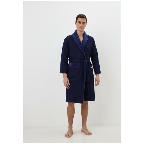 Халат Sofi De MarkO, длинный рукав, банный халат, пояс/ремень, размер 50, синий