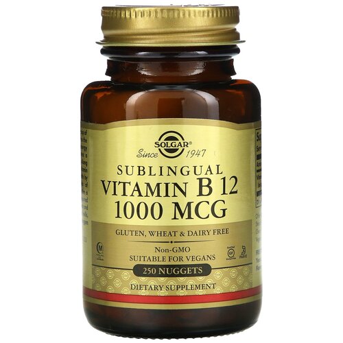 Пастилки SOLGAR Sublingual Vitamin B12 1000 мкг, 140 г, 1000 мкг, 250 шт.