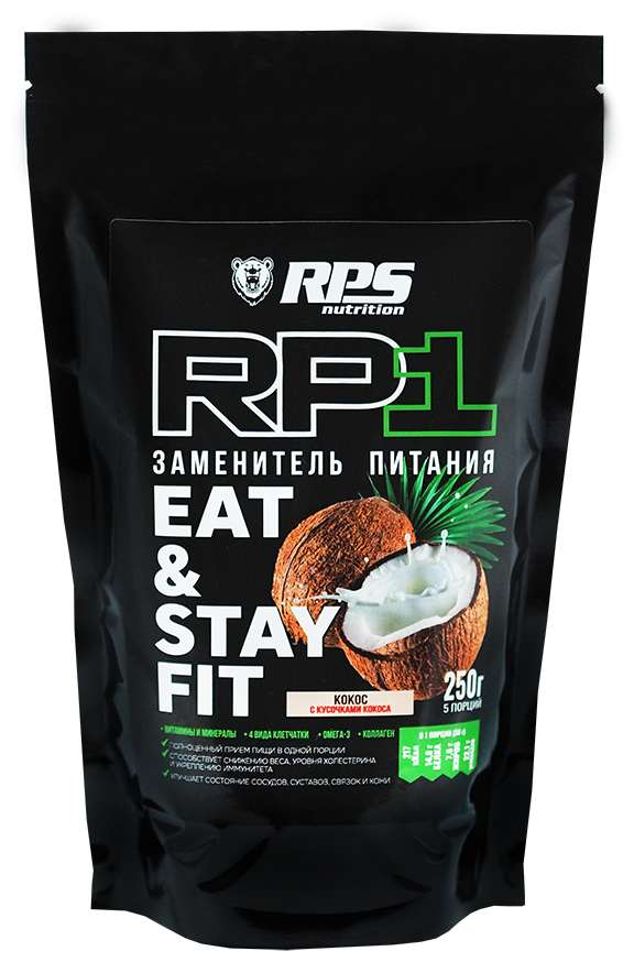 EAT AND STAY FIT Заменитель питания RPS NUTRITION 250г пакет Вкус: Кокос (с кусочками Кокоса)