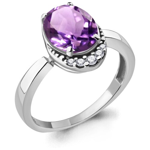 фото Серебряное кольцо aquamarine а6917004а с фианитом и аметистом diamant-online