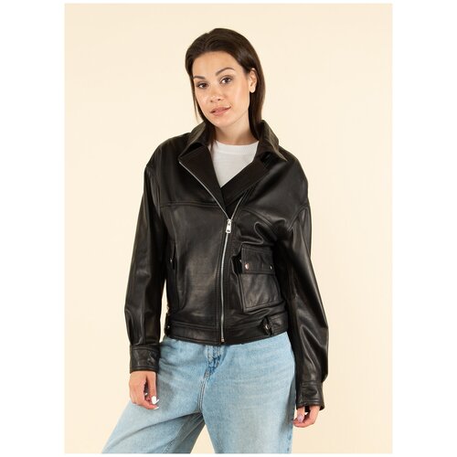 фото Кожаная куртка 251, каляев, размер 50, черный