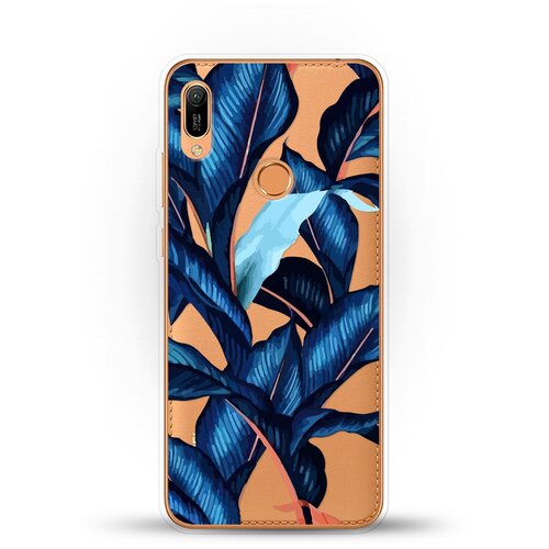 Силиконовый чехол Синие листья на Huawei Y6 (2019) силиконовый чехол синие листья на huawei y6s