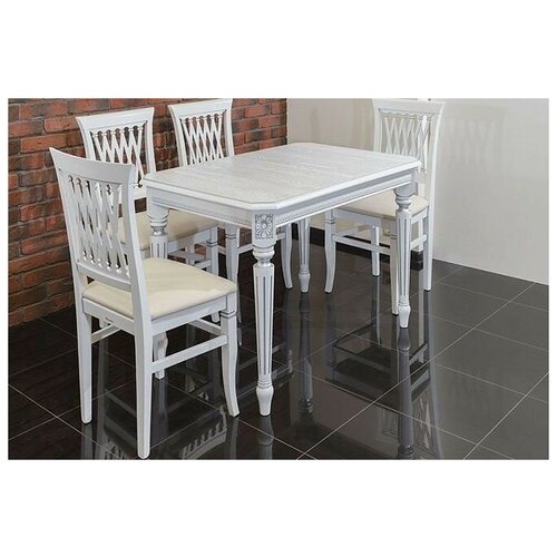 Стол Napoli 1100 RV белый с серебряной патиной