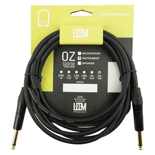 Акустический кабель инструментальный jack 6.3 mm 1/4" mono 5 м Leem LRG-X2-5 // шнур для электро гитары и музыкальных инструментов